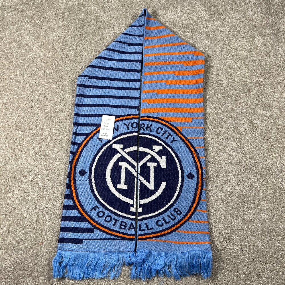 Adidas Unisex OSFA Blue‎ Orange Winter Fringe New York City FC MLS Scarf NWT